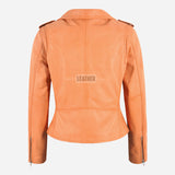 SERICA Women's Leather Biker Jacket Peach