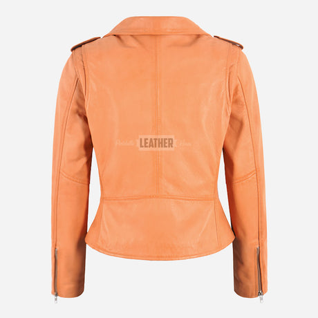 SERICA Women's Leather Biker Jacket Peach
