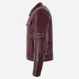JAXLEY Men's Leather Trucker Denim Jacket