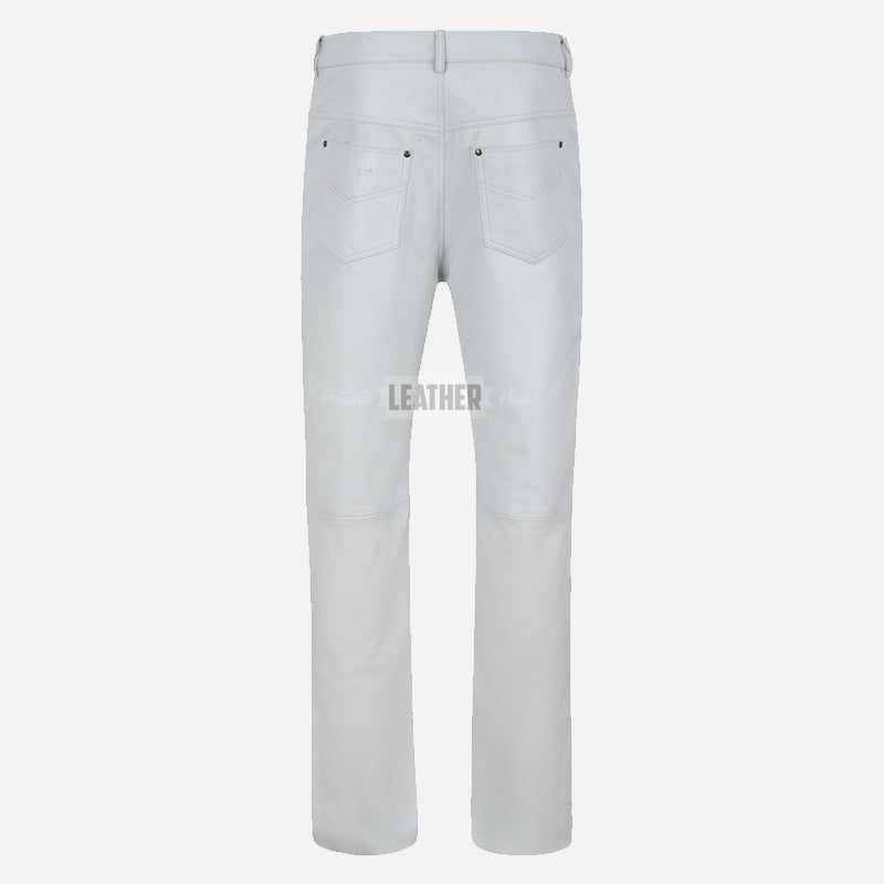 GRIT Men's White Leather Pants Jean's Style