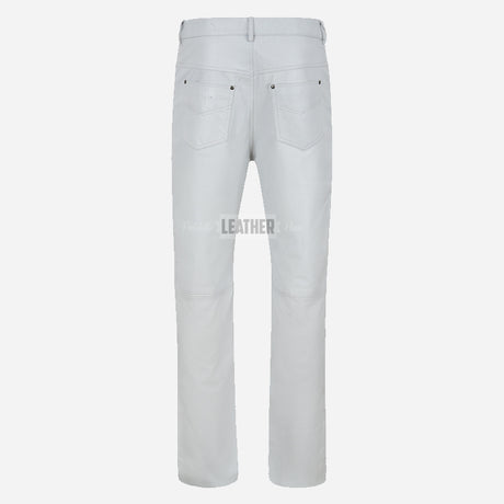 GRIT Men's White Leather Pants Jean's Style