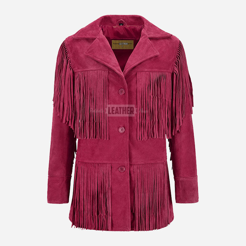 EVOKE Women's Suede Fringe Jacket