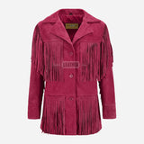 EVOKE Women's Suede Fringe Jacket