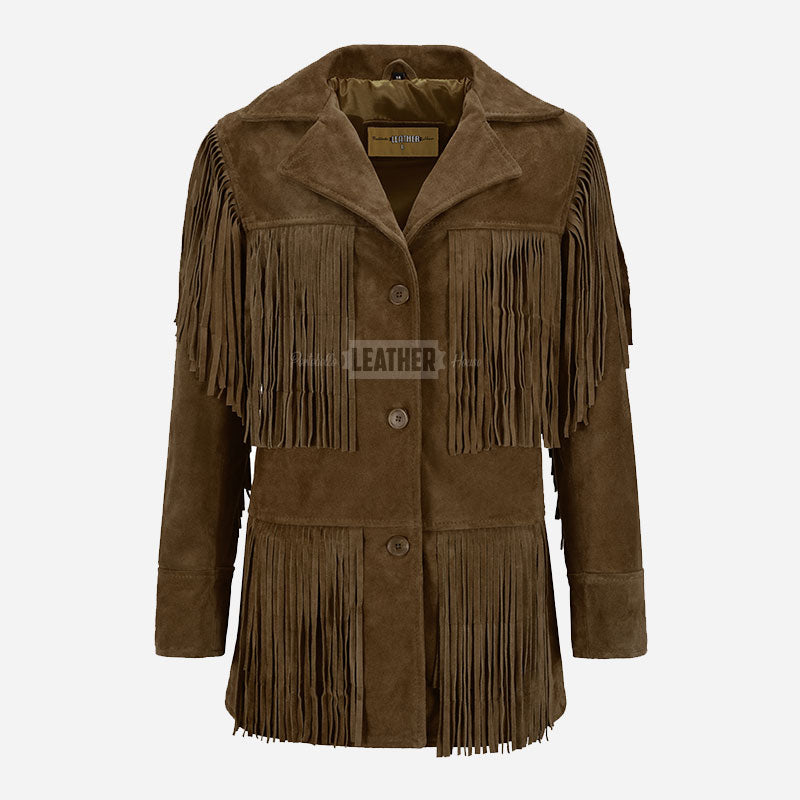 EVOKE Women's Suede Fringe Jacket