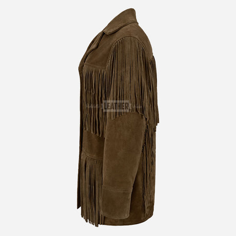 EVOKE Women's Suede Fringe Jacket