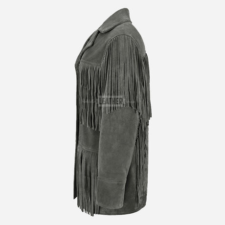 EVOKE Women's Suede Fringe Jacket