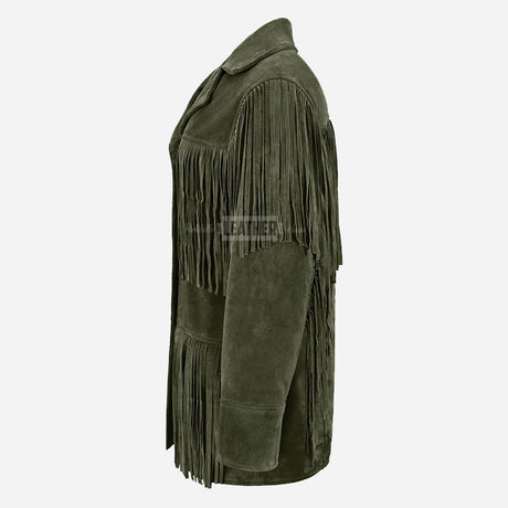 EVOKE Women's Suede Fringe Jacket