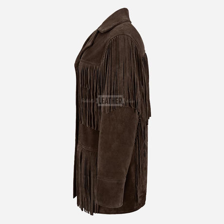EVOKE Women's Suede Fringe Jacket