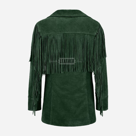 EVOKE Women's Suede Fringe Jacket