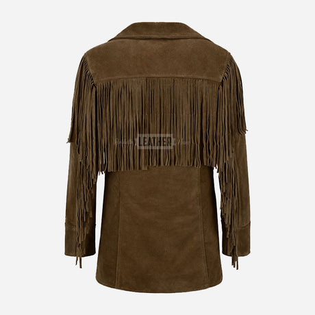 EVOKE Women's Suede Fringe Jacket