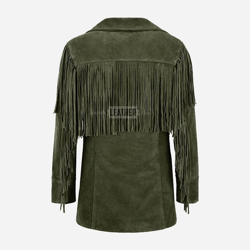 EVOKE Women's Suede Fringe Jacket