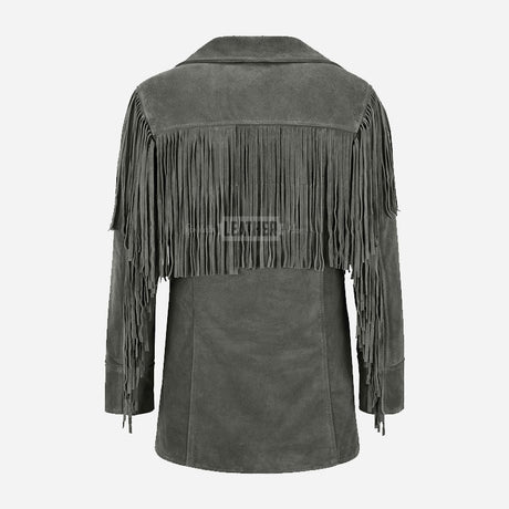 EVOKE Women's Suede Fringe Jacket