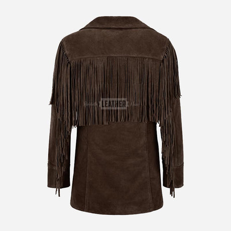 EVOKE Women's Suede Fringe Jacket