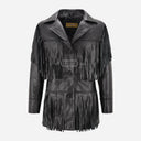 EVOKE Women's Black Fringe Leather Jacket