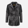 EVOKE Women's Black Fringe Leather Jacket