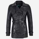 ESTWAVE Women's Double Breasted Leather Coat