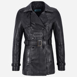 ESTWAVE Women's Double Breasted Leather Coat