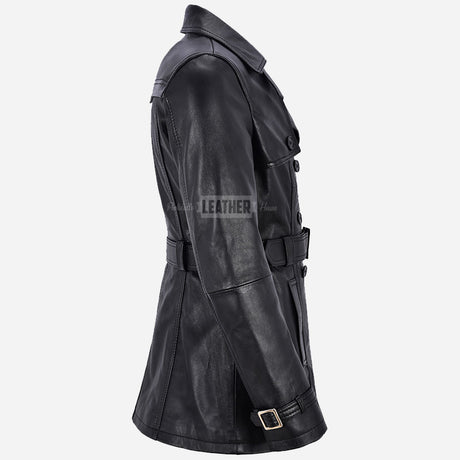 ESTWAVE Women's Double Breasted Leather Coat