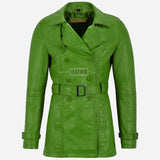 ESTWAVE Women's Double Breasted Leather Coat