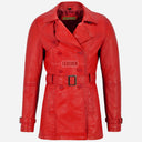 ESTWAVE Women's Double Breasted Red Leather Coat