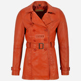 ESTWAVE Women's Double Breasted Leather Coat