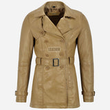 ESTWAVE Women's Double Breasted Leather Coat