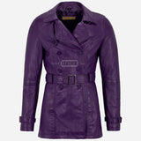 ESTWAVE Women's Double Breasted Leather Coat