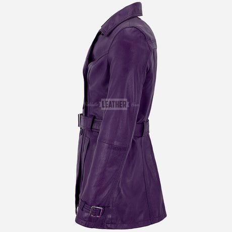 ESTWAVE Women's Double Breasted Leather Coat