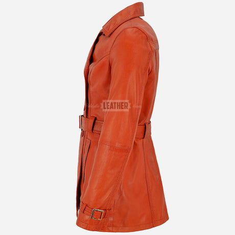 ESTWAVE Women's Double Breasted Leather Coat