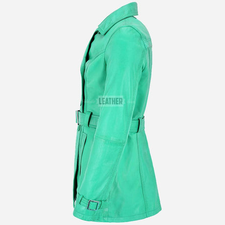 ESTWAVE Women's Double Breasted Leather Coat