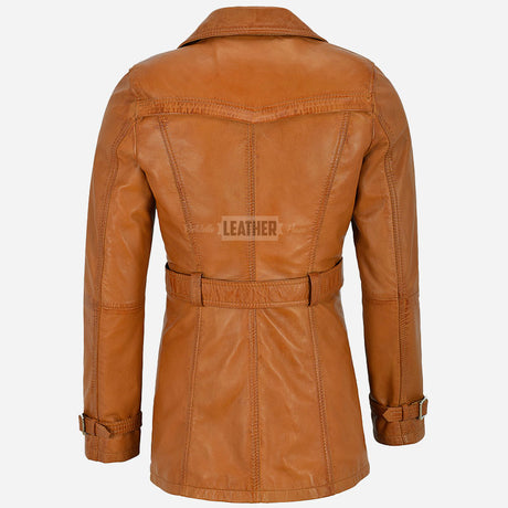 ESTWAVE Women's Double Breasted Leather Coat