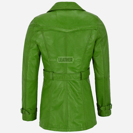 ESTWAVE Women's Double Breasted Leather Coat