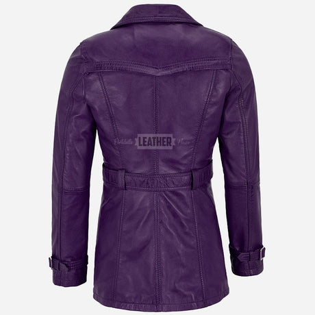 ESTWAVE Women's Double Breasted Leather Coat