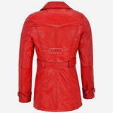 ESTWAVE Women's Double Breasted Red Leather Coat