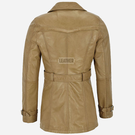 ESTWAVE Women's Double Breasted Leather Coat