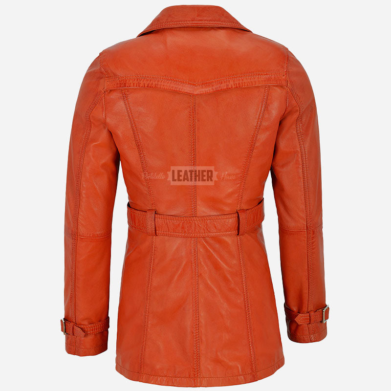 ESTWAVE Women's Double Breasted Leather Coat