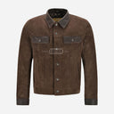 JAXLEY Denim Suede Jacket with Leather Collar