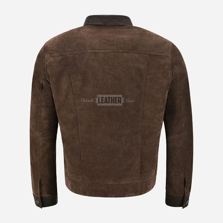 JAXLEY Denim Suede Jacket with Leather Collar