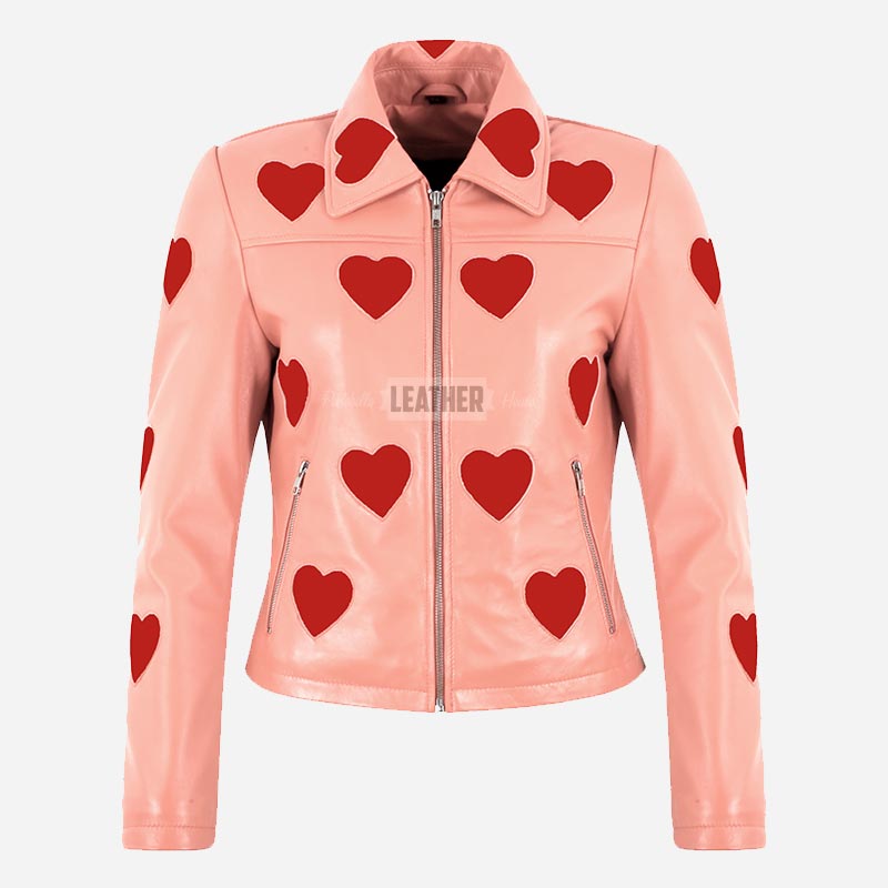 NOXLE Collared Jacket with Heart Accents