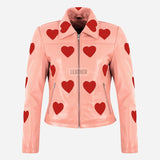 NOXLE Collared Jacket with Heart Accents