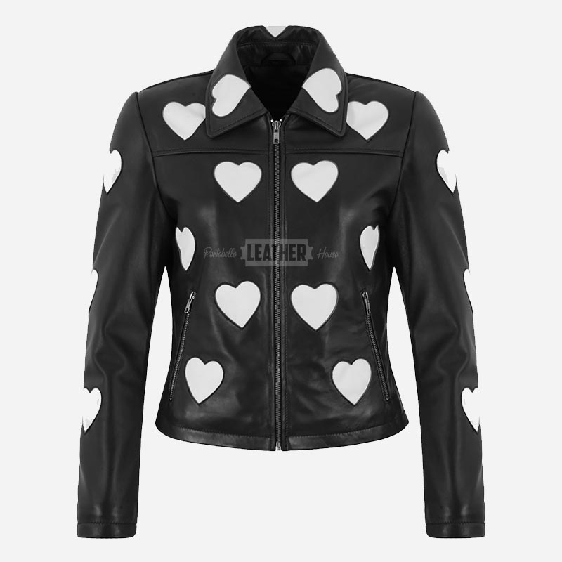 NOXLE Collared Jacket with Heart Accents