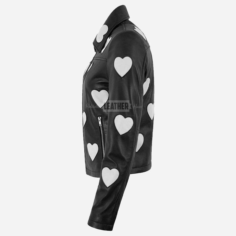 NOXLE Womens Collared Jacket with Heart Accents – Portobello
