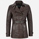 ESTWAVE Women's Double Breasted Leather Coat