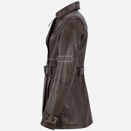 ESTWAVE Women's Double Breasted Leather Coat