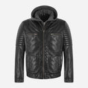 DROVEK Men's Leather Hooded Jacket