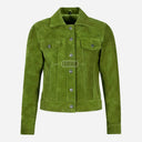 NOELLE Suede Denim Trucker Jacket