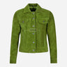 NOELLE Suede Denim Trucker Jacket
