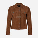 NOELLE Suede Denim Trucker Jacket