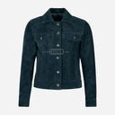 NOELLE Suede Denim Trucker Jacket