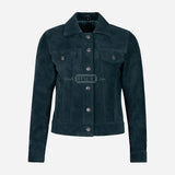 NOELLE Suede Denim Trucker Jacket